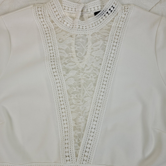 Scobe white deep v neck short sleeve top white lace peplum fairy coquette girl M - Picture 7 of 13